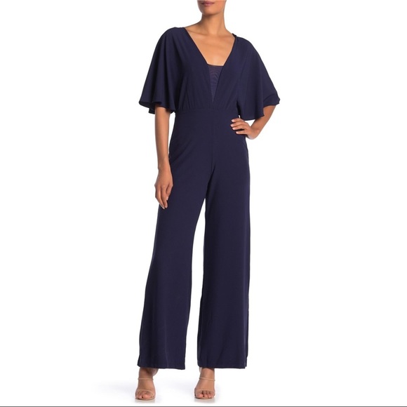 Marina Navy Blue V-neck Dolman Sleeve Jumpsuit NWT